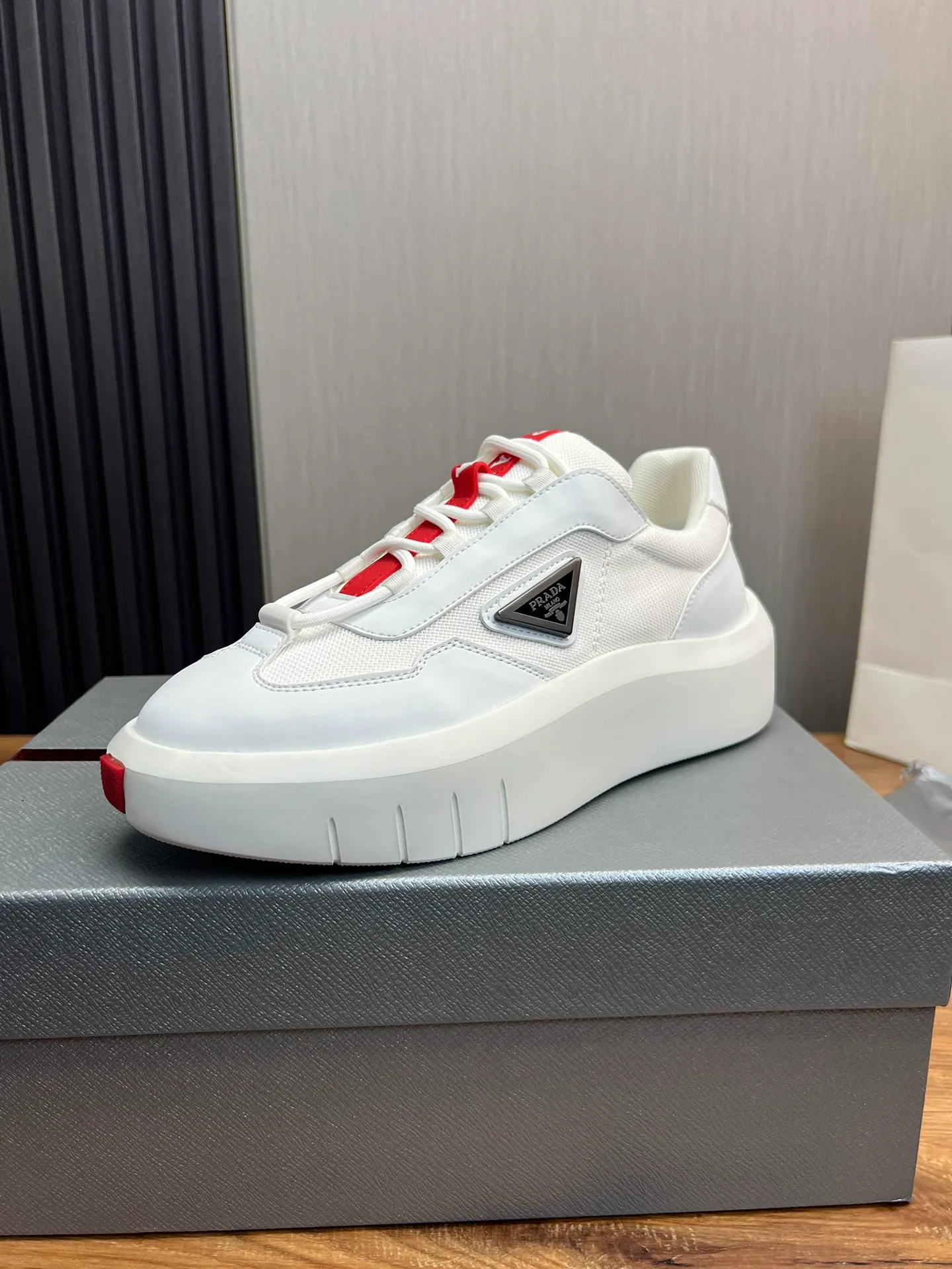 Men's shoes 💰620💰 [PRADA] Men's shoes are popular in the counter, official website is synchronized, high-quality shipments ✔️Original cowhide stitching mesh + cowhide lining, 1🆚1 replica, original original bottom, 38-45 (45 customized, non-refundable)